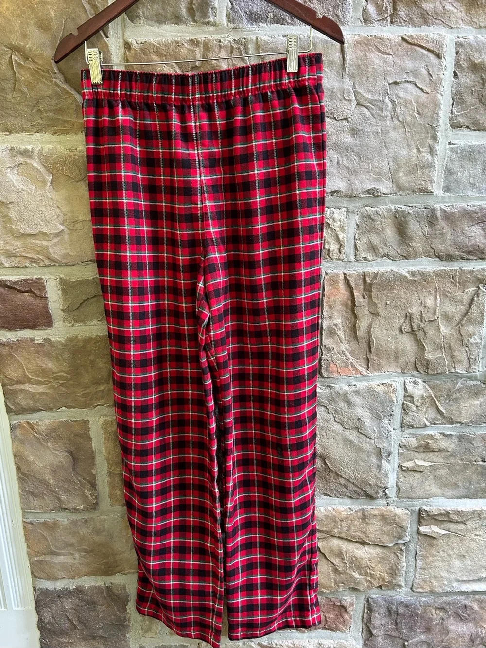Lands End. Red Plaid Flannel Pajama Pants